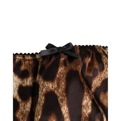 Dolce & Gabbana Brown Leopard Silk Mid Waist Panty Underwear