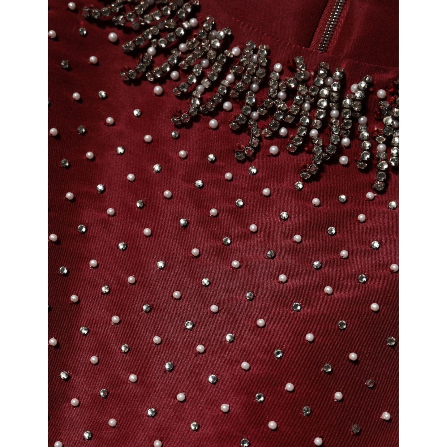 Dolce & Gabbana Burgundy Silk Beaded Evening Gown Dress