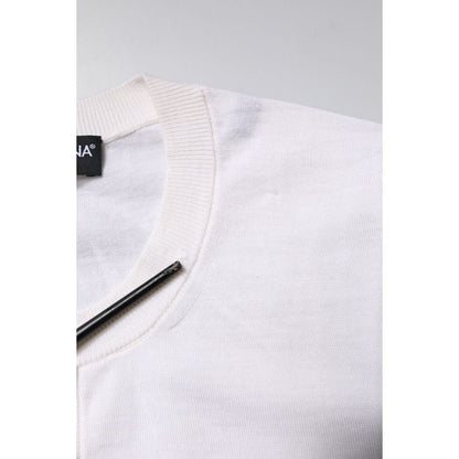 Dolce & Gabbana Cream Cashmere Knit Cropped Cardigan Sweater