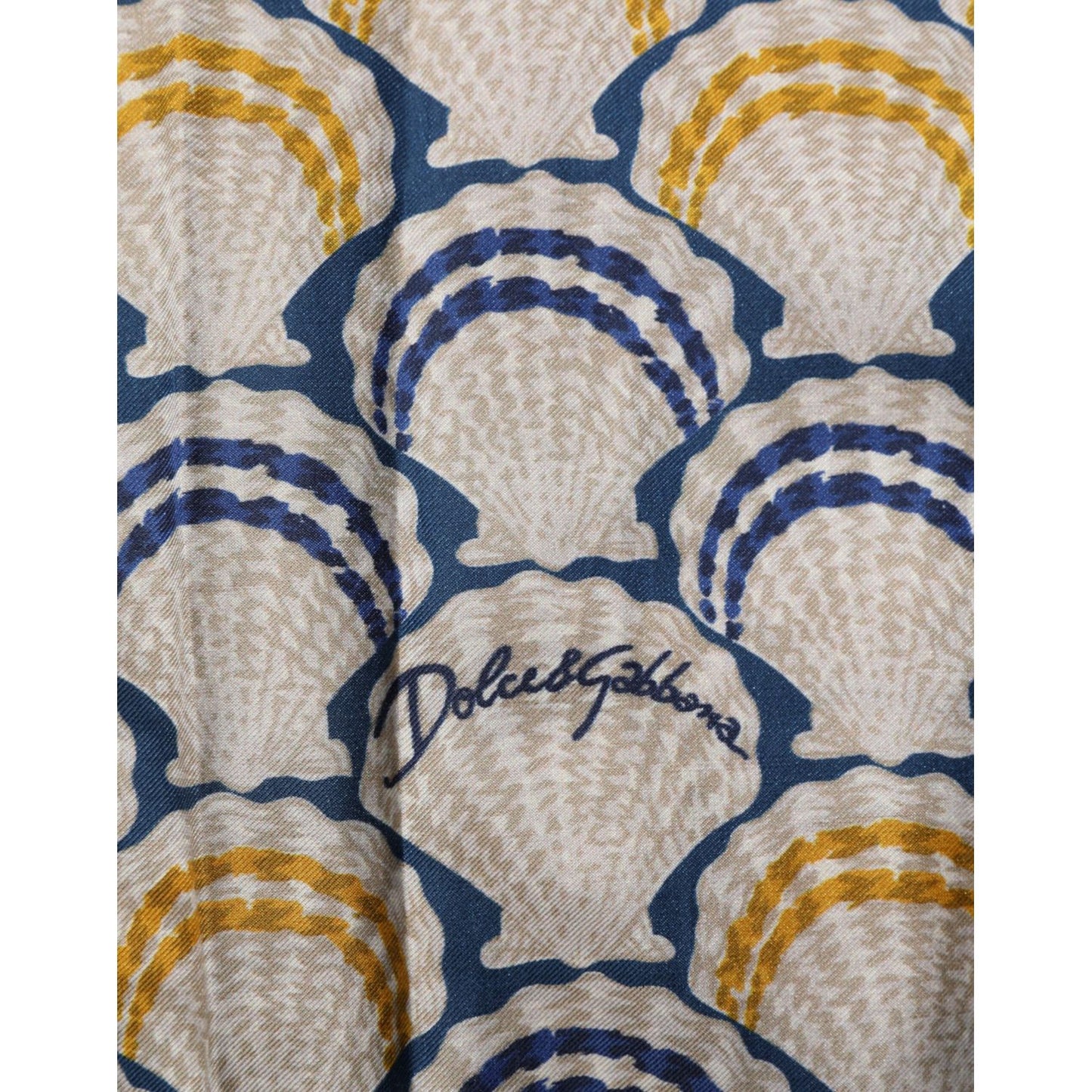 Dolce & Gabbana Cream Cotton Silk Hawaii Scallop Shell Print Shirt