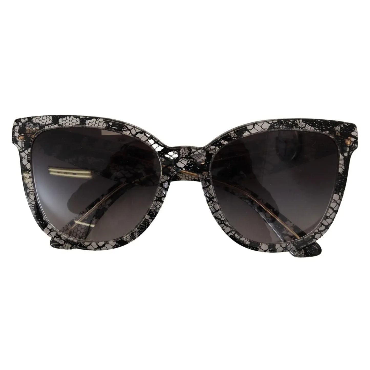 Dolce & Gabbana DG4190 Black Lace Acetate Crystal Round Sunglasses with gray gradient lenses