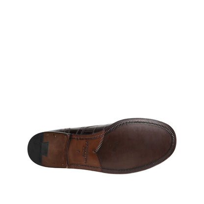 Dolce & Gabbana Dark Brown Leather Lace Up Short Boots Shoes