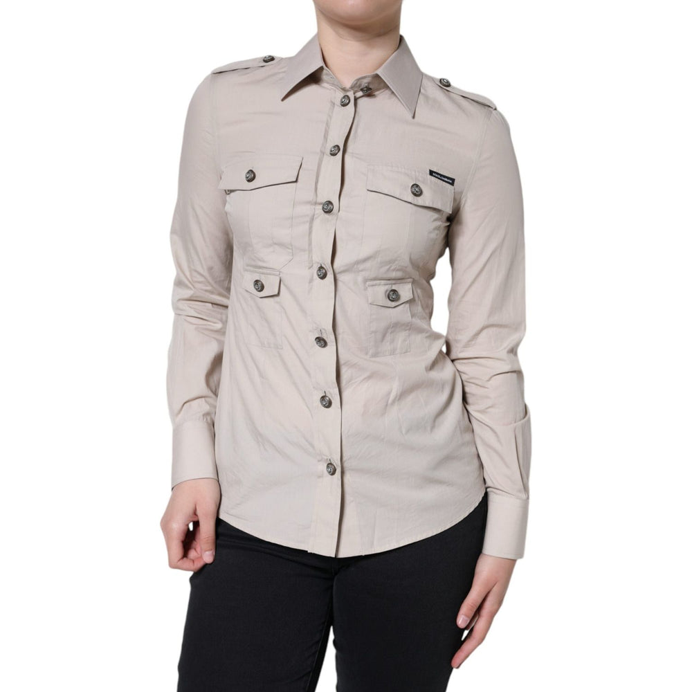Dolce & Gabbana Beige Cotton Collared Button Down Shirt Top TSH86566-38
