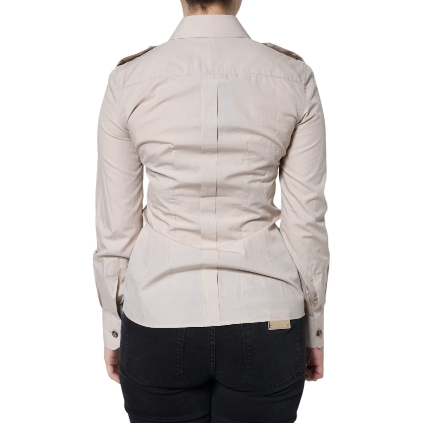 Dolce & Gabbana Beige Cotton Collared Button Down Shirt Top TSH86566-38