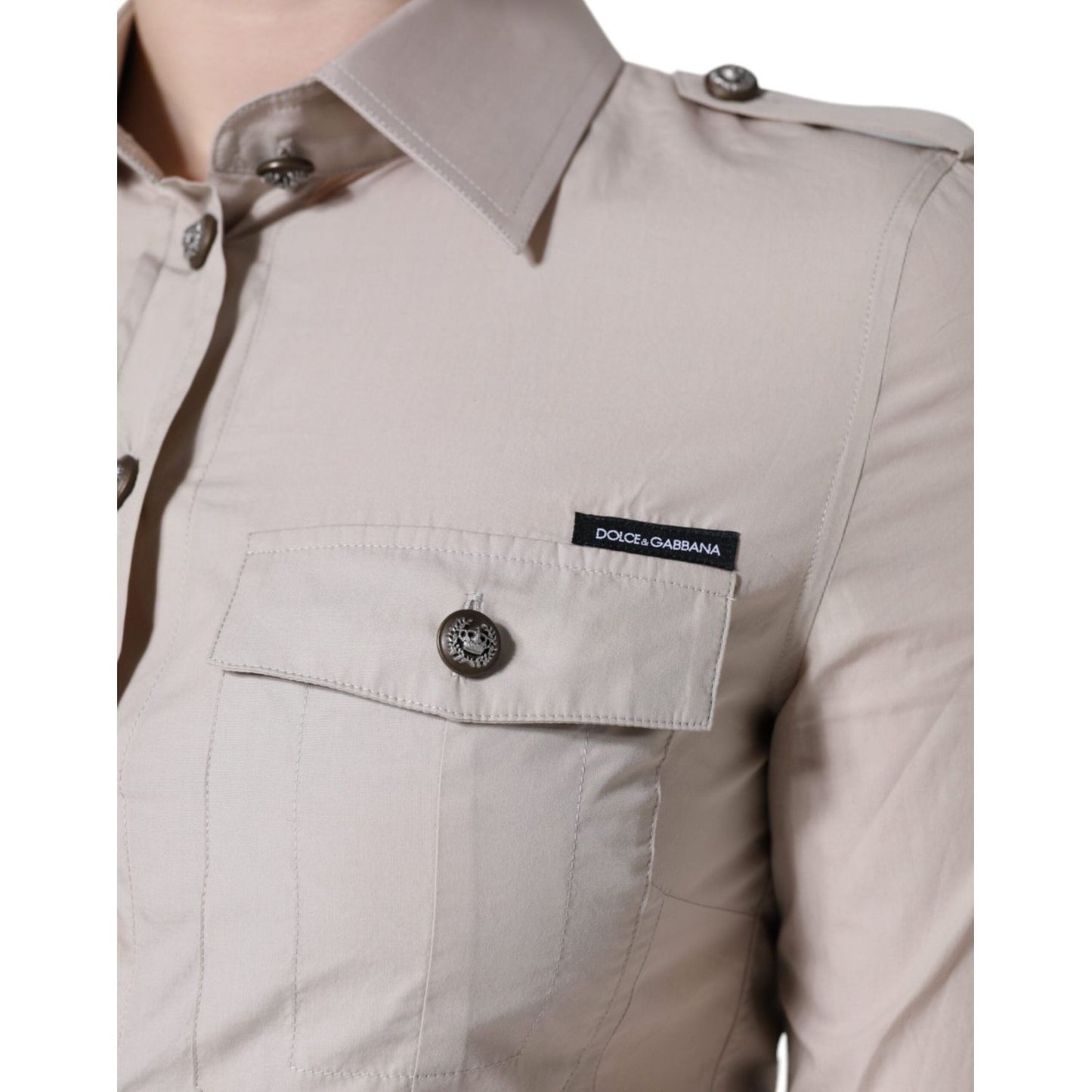 Dolce & Gabbana Beige Cotton Collared Button Down Shirt Top TSH86566-38