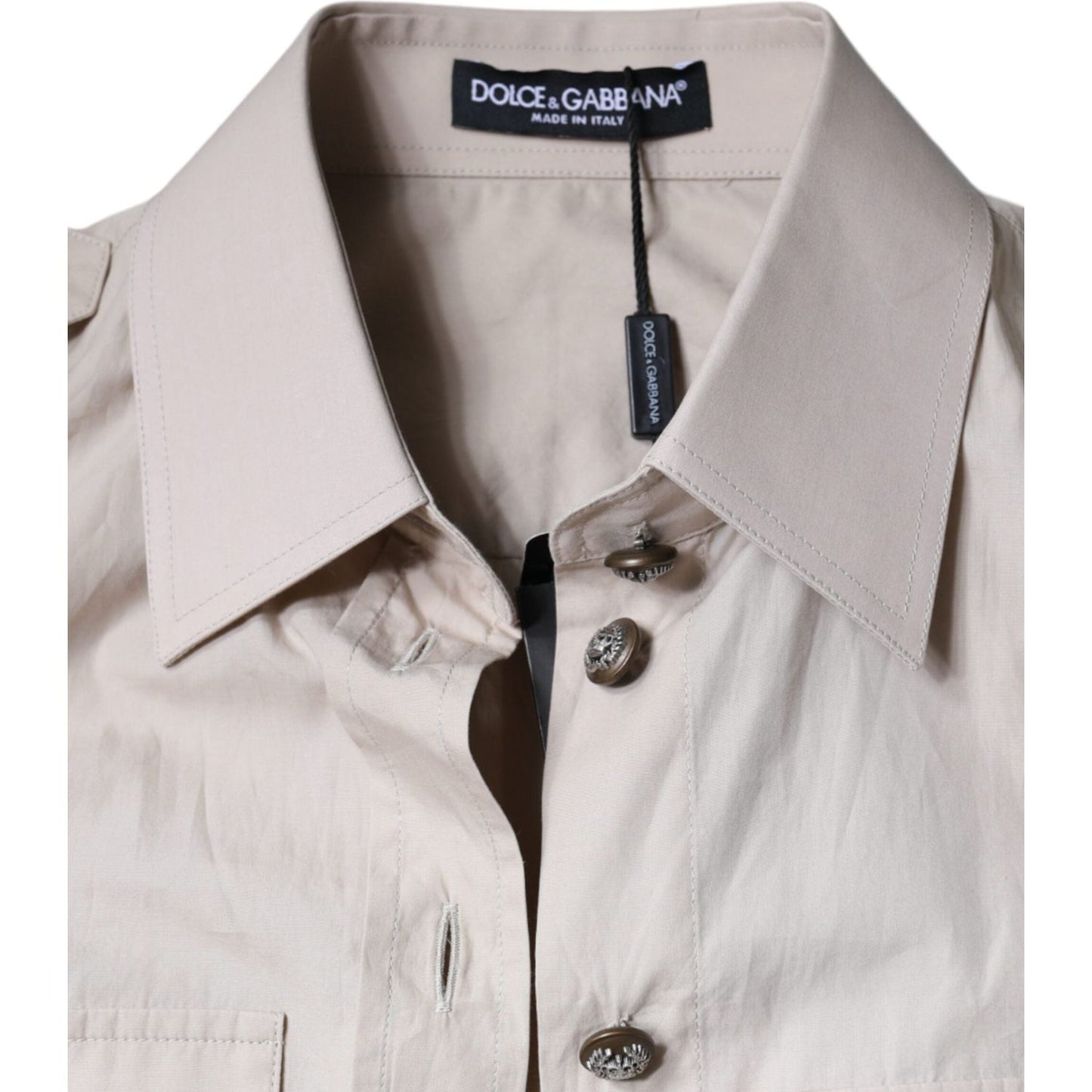 Dolce & Gabbana Beige Cotton Collared Button Down Shirt Top TSH86566-38