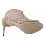Dolce & Gabbana Beige Lace Suede Peep Toe Ankle Boots Shoes LA8038-40
