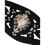 Dolce & Gabbana Black Canvas Embellished Waist Women Belt Dolce & Gabbana Gray