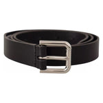 Dolce & Gabbana Black Leather Silver Tone Metal Buckle Classic Belt BEL8562-90