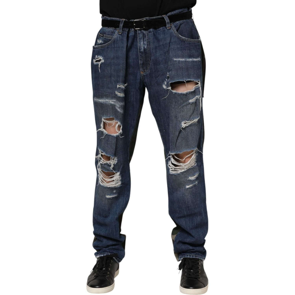Dolce & Gabbana Blue Cotton Camouflage Denim Jeans PAN76409-58
