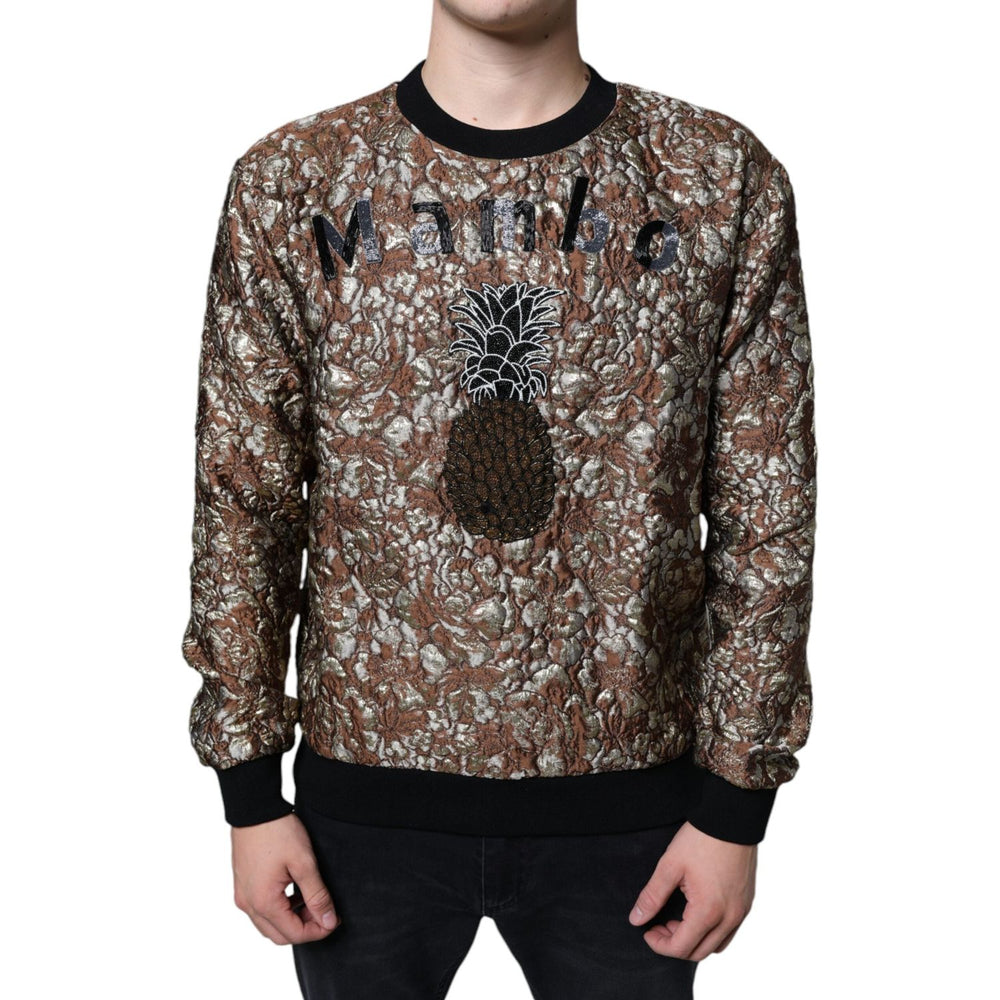 Dolce & Gabbana Brown Jacquard Mambo Pineapple Pullover Sweater TSH87086-48