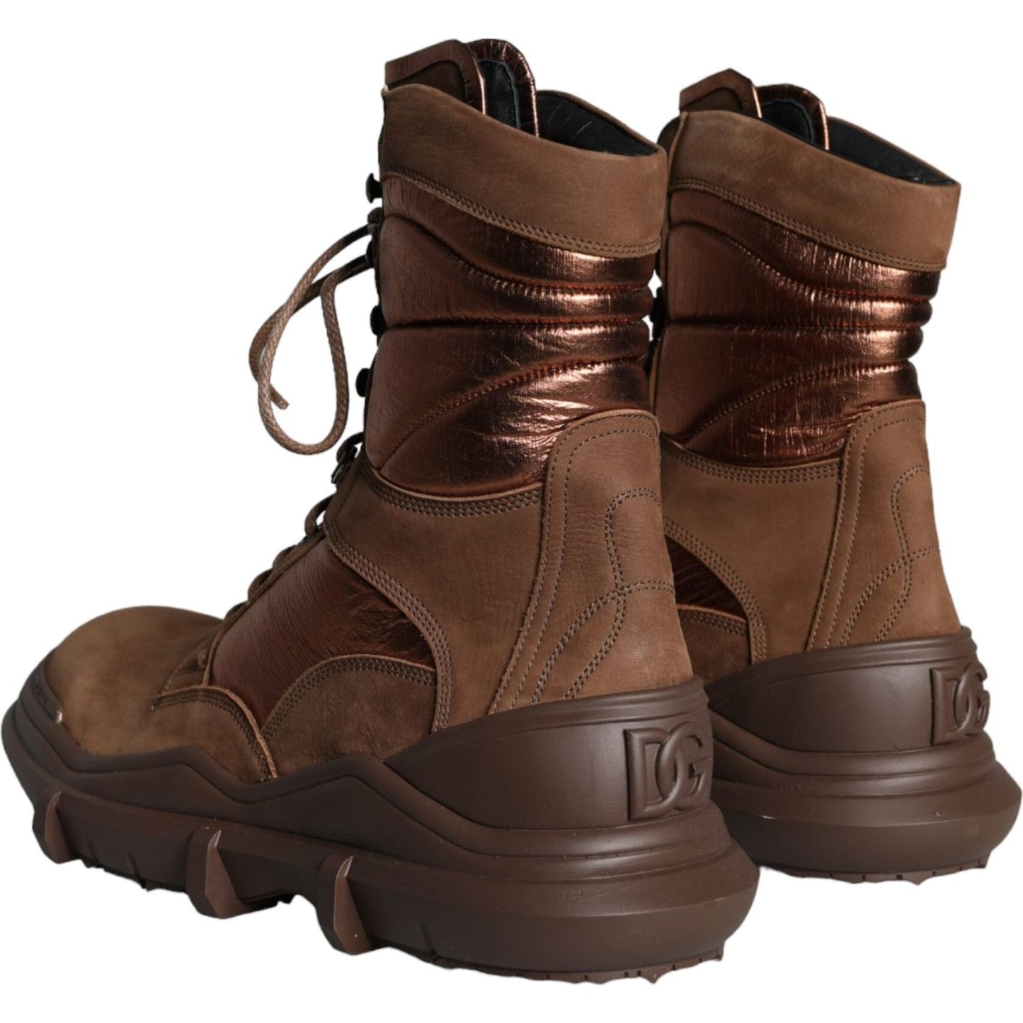Dolce & Gabbana Brown Suede Leather Military Combat Men Boots Shoes MV5846-44