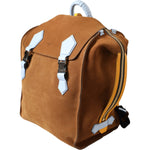 Dolce & Gabbana Brown Yellow Suede Leather Logo Backpack Bag BAG1487
