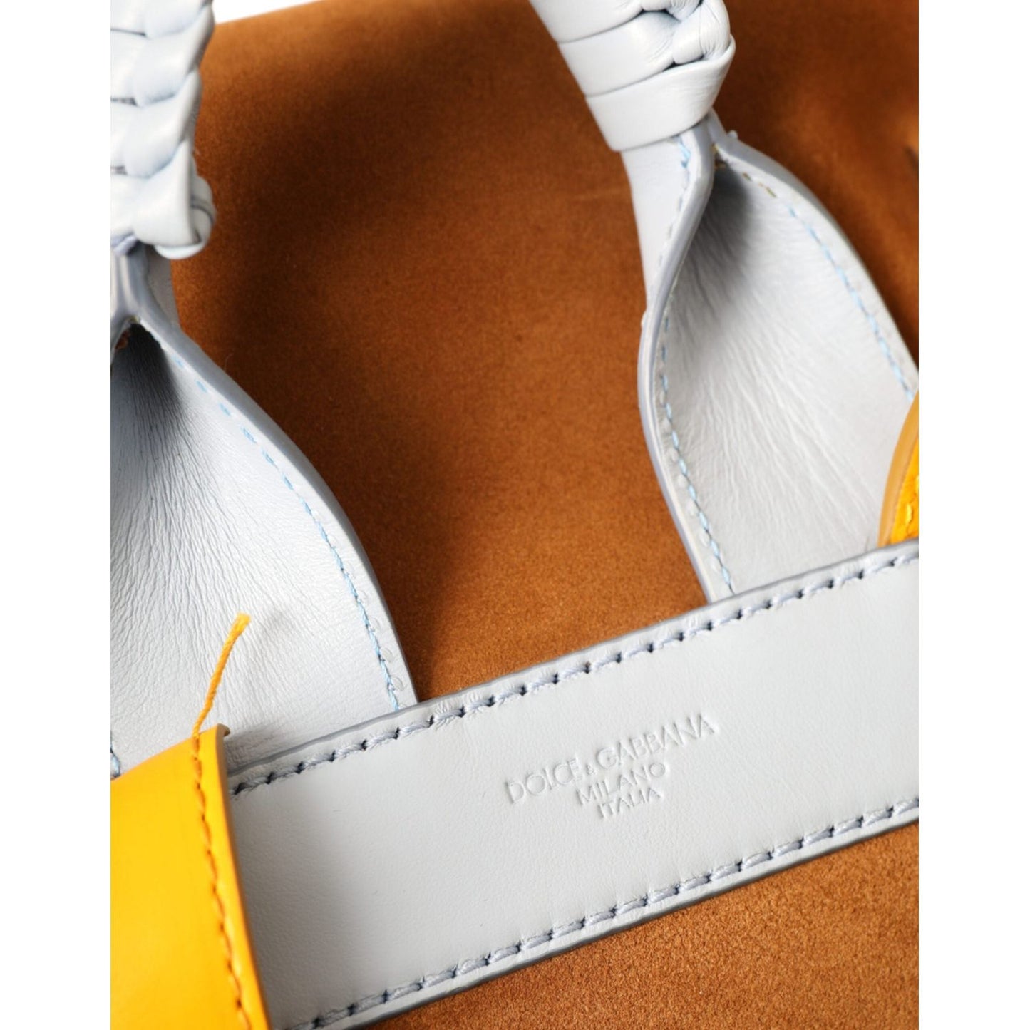 Dolce & Gabbana Brown Yellow Suede Leather Logo Backpack Bag BAG1487
