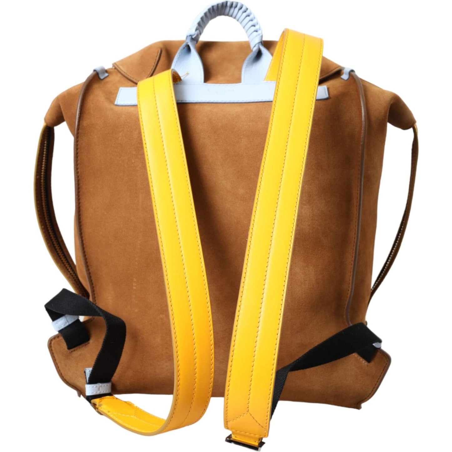 Dolce & Gabbana Brown Yellow Suede Leather Logo Backpack Bag BAG1487