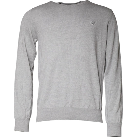 Dolce & Gabbana Light Gray Wool Crew Neck Pullover Sweater TSH86979-50