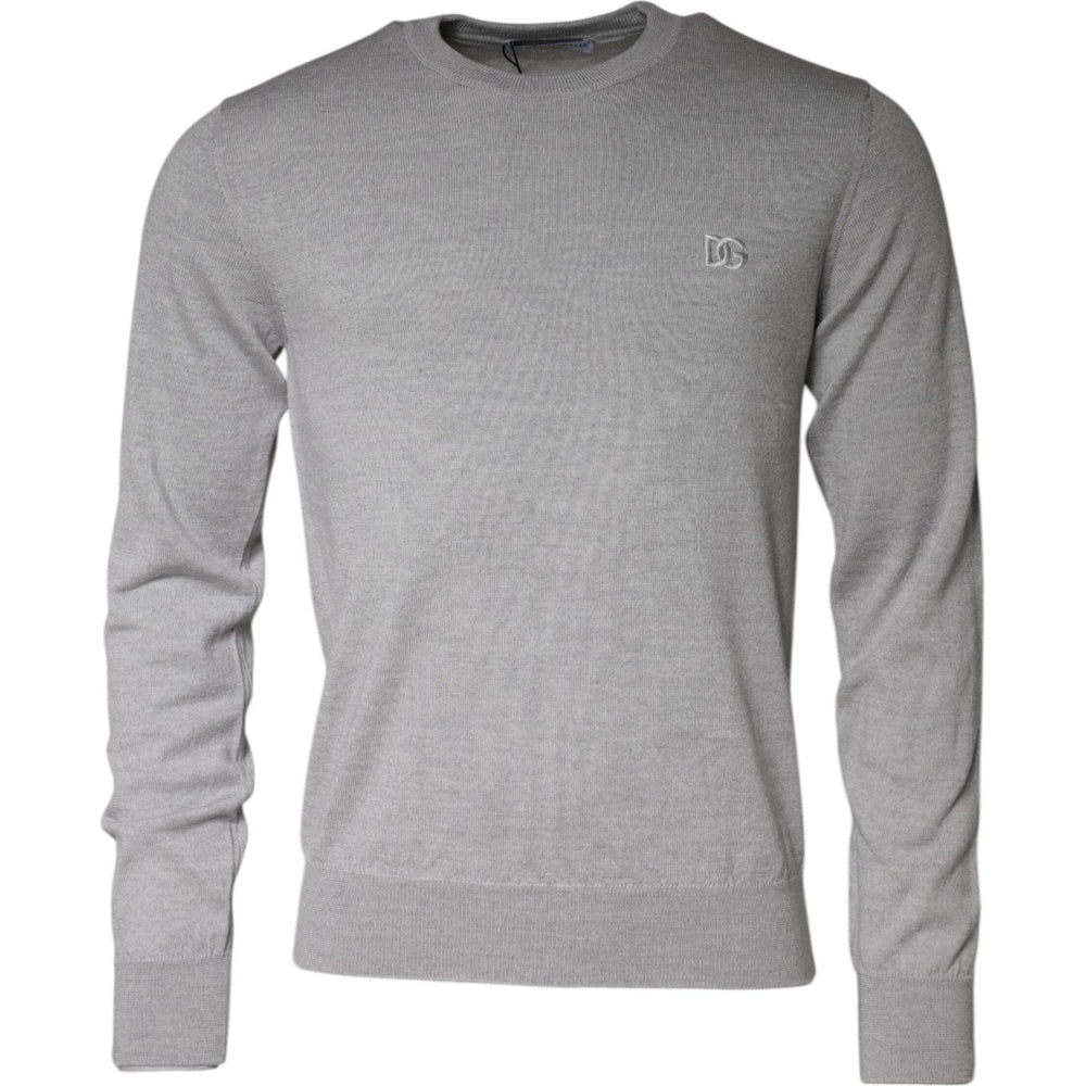 Dolce & Gabbana Light Gray Wool Crew Neck Pullover Sweater TSH86989-46