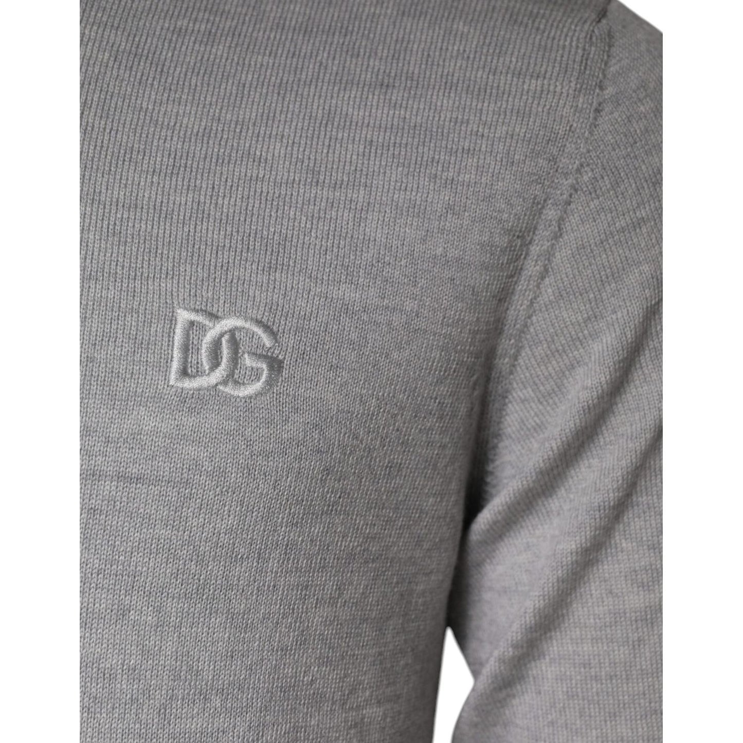 Dolce & Gabbana Light Gray Wool Crew Neck Pullover Sweater TSH86989-46