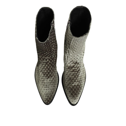 Dolce & Gabbana Gray Cotton Velvet Mid Calf Short Boots Shoes