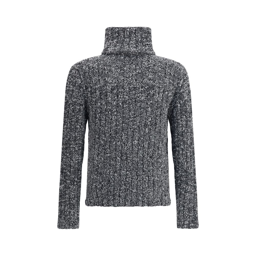 Dolce & Gabbana Gray Fleece Wool Turtleneck with ribbed design, showcasing autumn-winter style for elegance and originality.