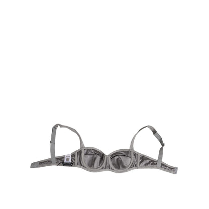 Dolce & Gabbana Gray Silk Underwired Balconette Bra Underwear