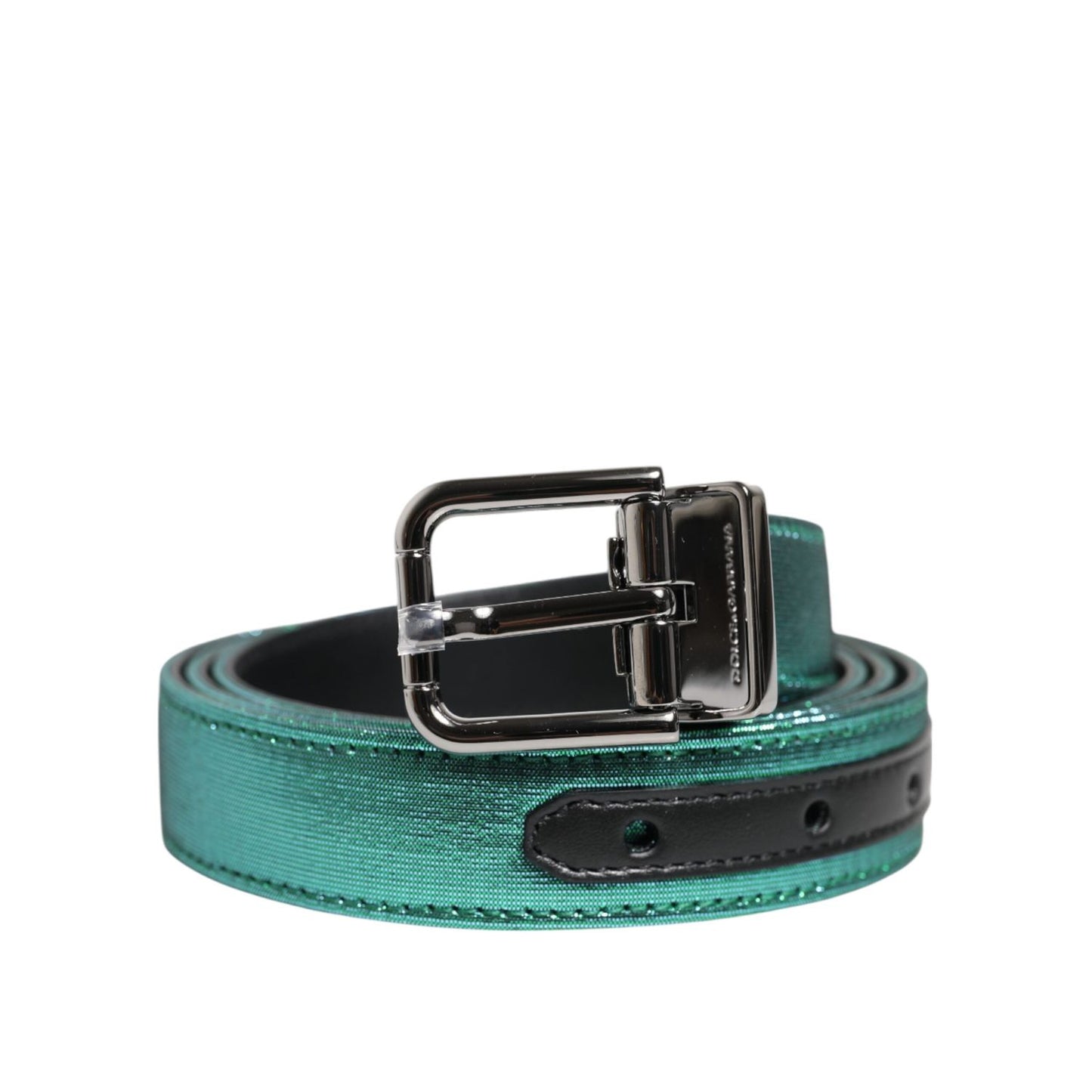 Dolce & Gabbana Green Black Polyester Metal Buckle Belt