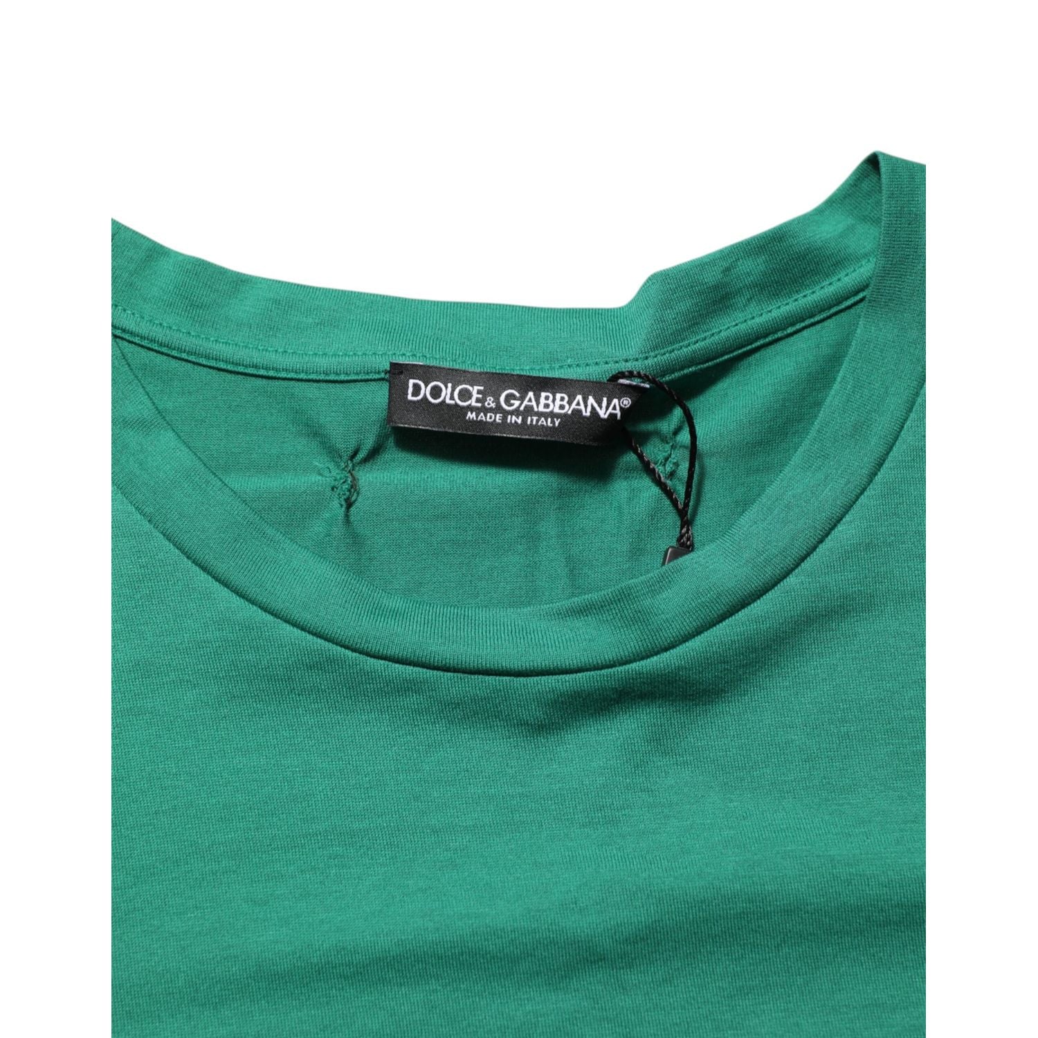 Dolce & Gabbana Green Cotton Graphic Logo Print Crewneck T-shirt