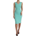 Dolce & Gabbana Green Viscose Sleeveless Sheath Midi Dress showcasing elegant silhouette and chic style