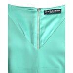 Dolce & Gabbana Green Viscose Sleeveless Sheath Midi Dress back zipper detail