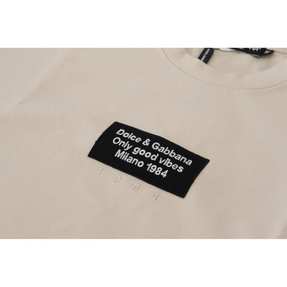 Dolce & Gabbana Ivory Cotton Ivory Printed Crewneck