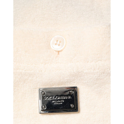 Dolce & Gabbana Ivory Cotton Terry Logo Pocket Polo T-shirt