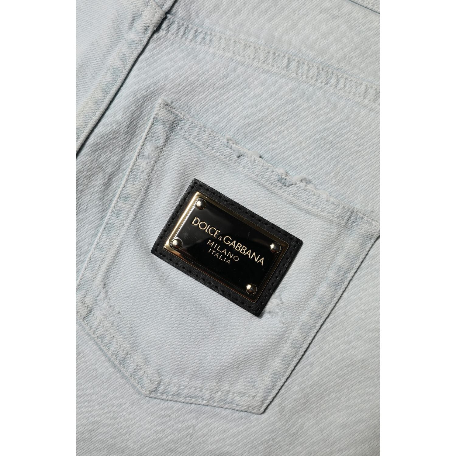 Dolce & Gabbana Light Blue Washed Denim Cotton Hot Pants Shorts