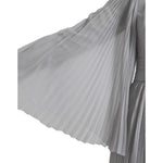 Dolce & Gabbana Light Grey Polyester Pleated Long Maxi Dress