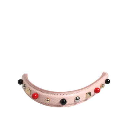 Dolce & Gabbana Light Pink Embellished Leather Bag Handle Shoulder Strap