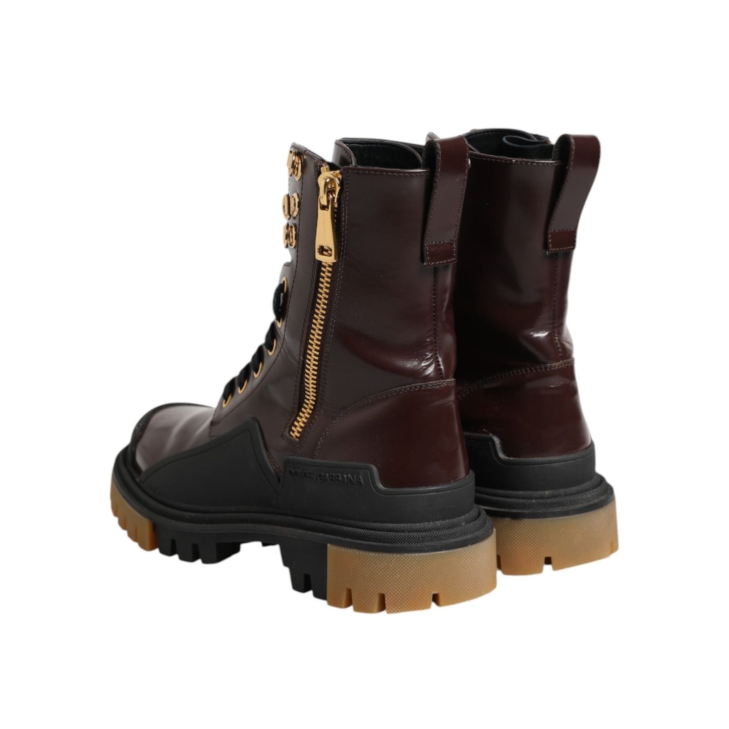 Dolce & Gabbana Maroon Leather Mid Calf Biker Boots Shoes