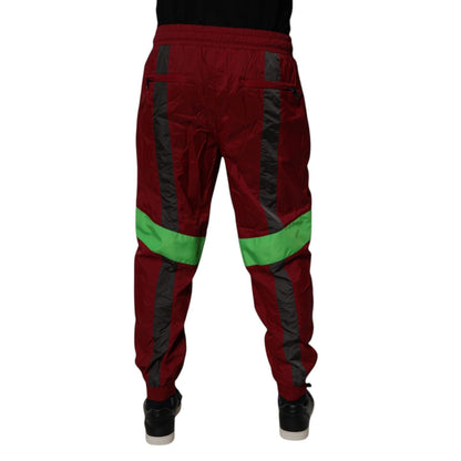 Dolce & Gabbana Maroon Nylon Men Jogger Sweatpants Pants