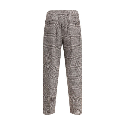 Dolce & Gabbana Multicolor Alpaca Vicugna Pacos Joggers with Prince of Wales pattern, showcasing comfort and style with elastic waistband.