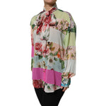 Dolce & Gabbana Multicolor Floral Patchwork Silk Ascot Collar Top