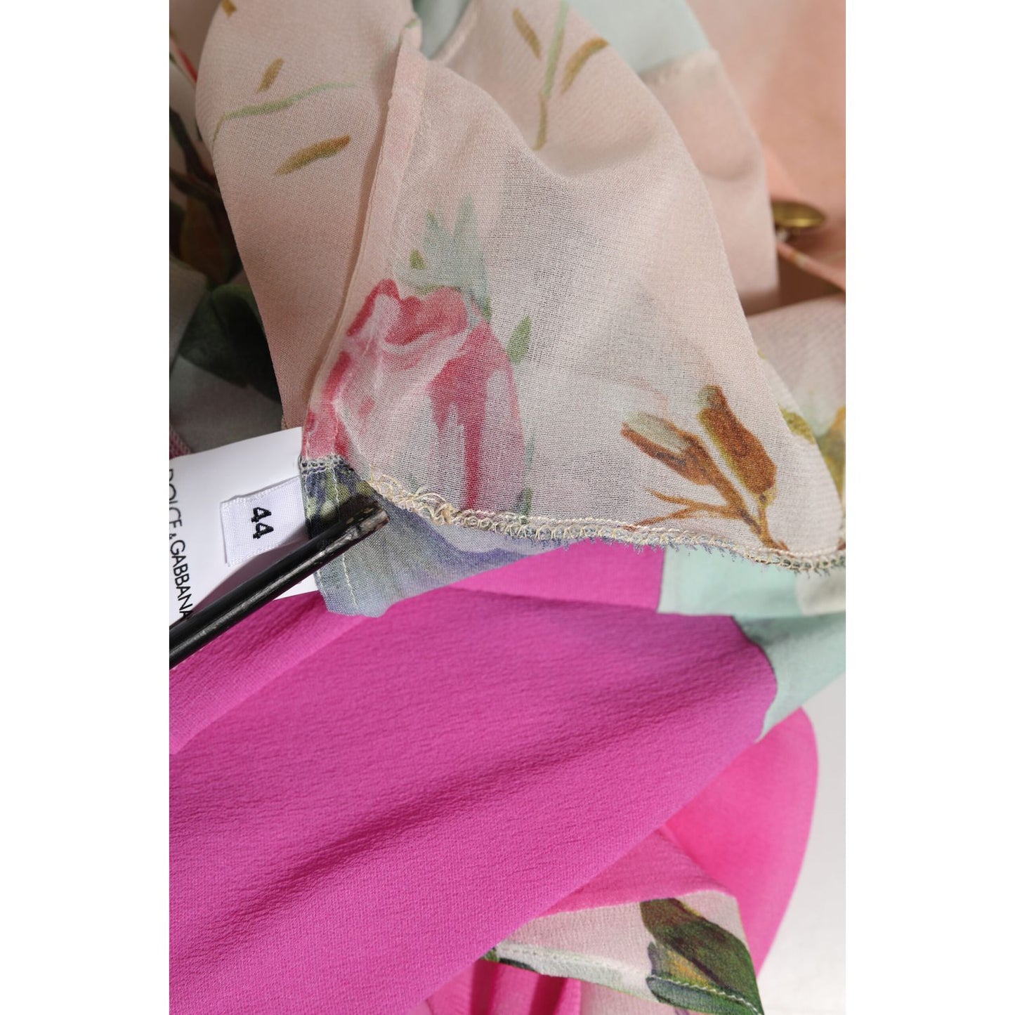 Dolce & Gabbana Multicolor Floral Patchwork Silk Ascot Collar Top