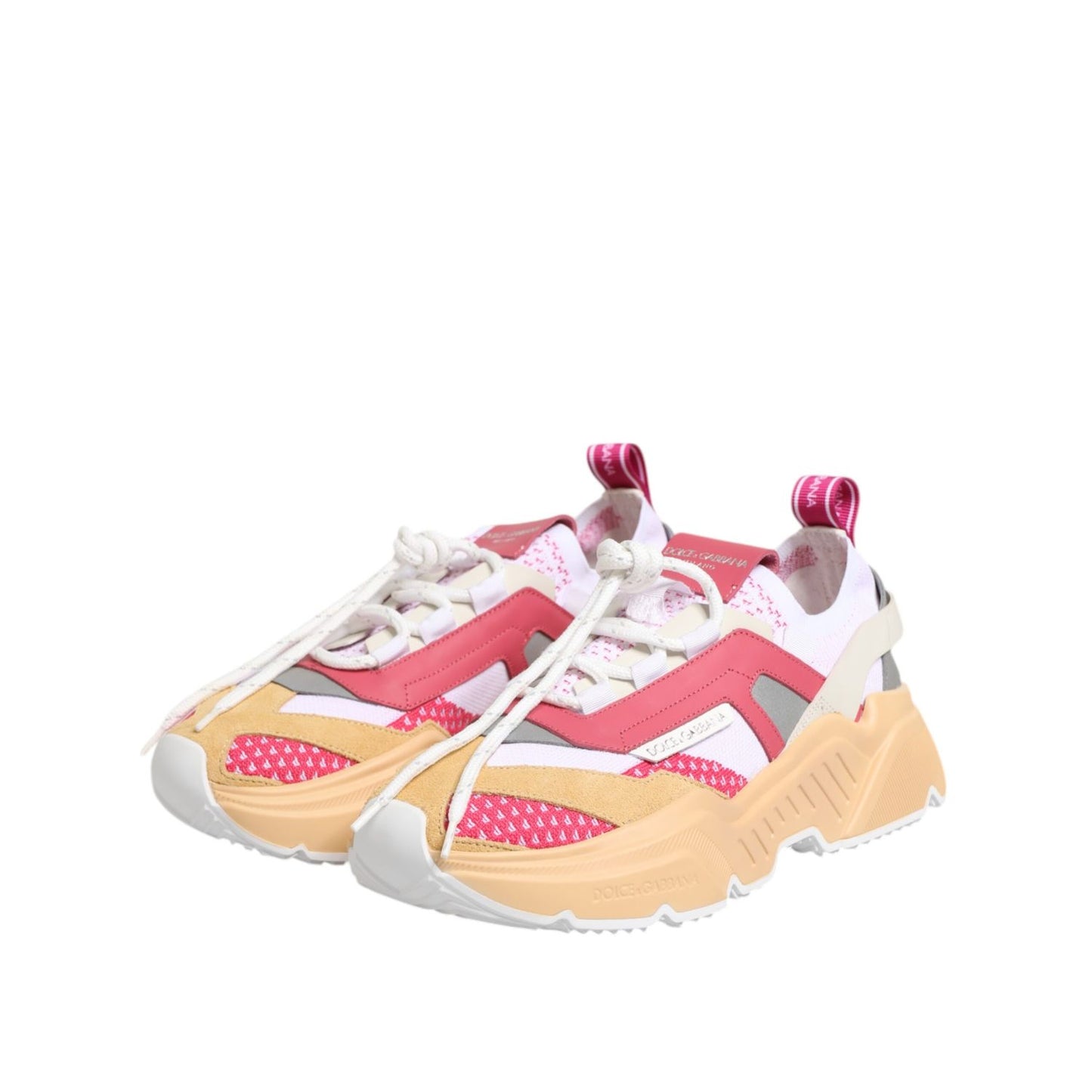 Dolce & Gabbana Multicolor Leather Daymaster Low Top Sneakers Shoes with chunky sole and lace-up closure, showing vibrant design.