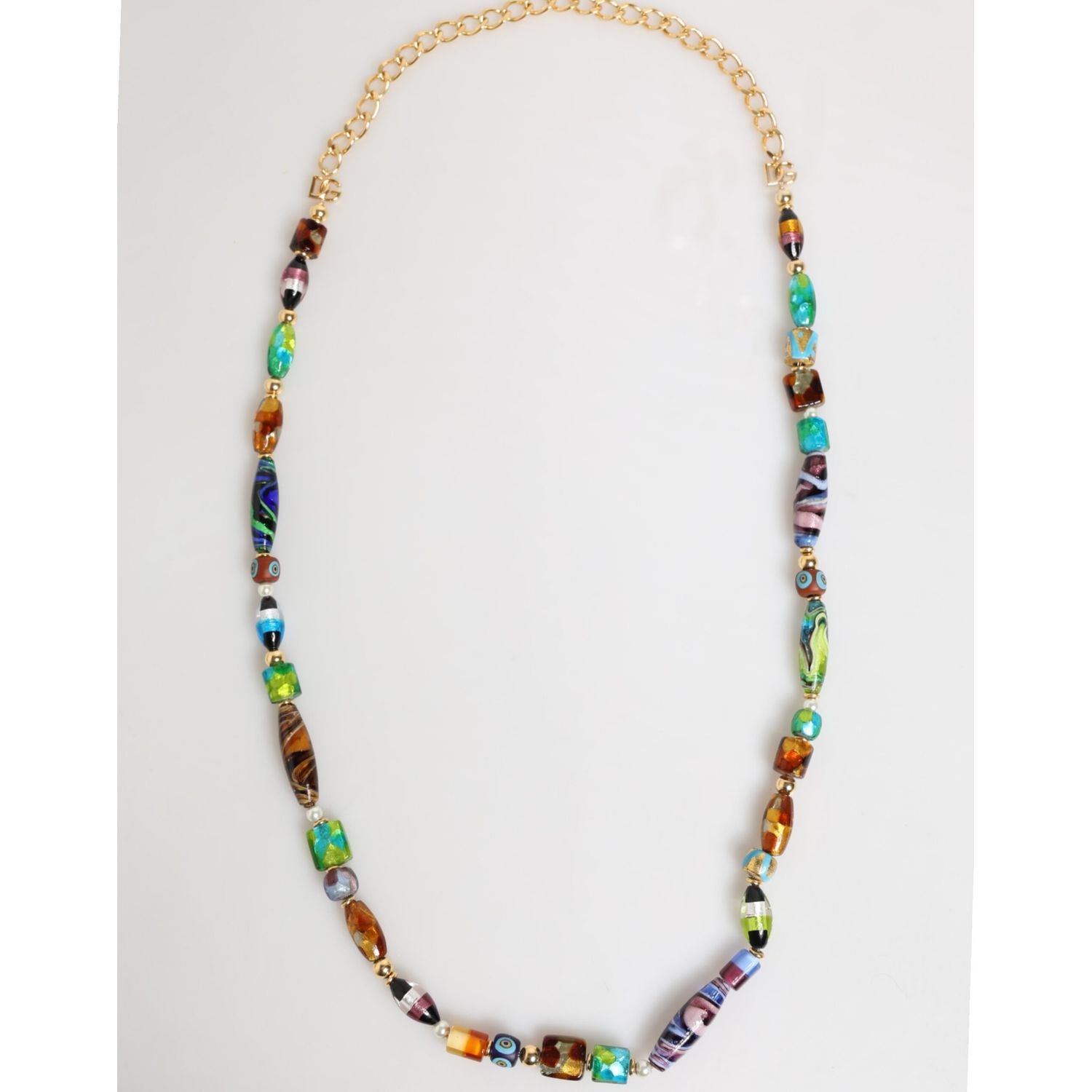 Dolce & Gabbana Multicolor Murano Glass Beads Brass Women Jewelry Necklace