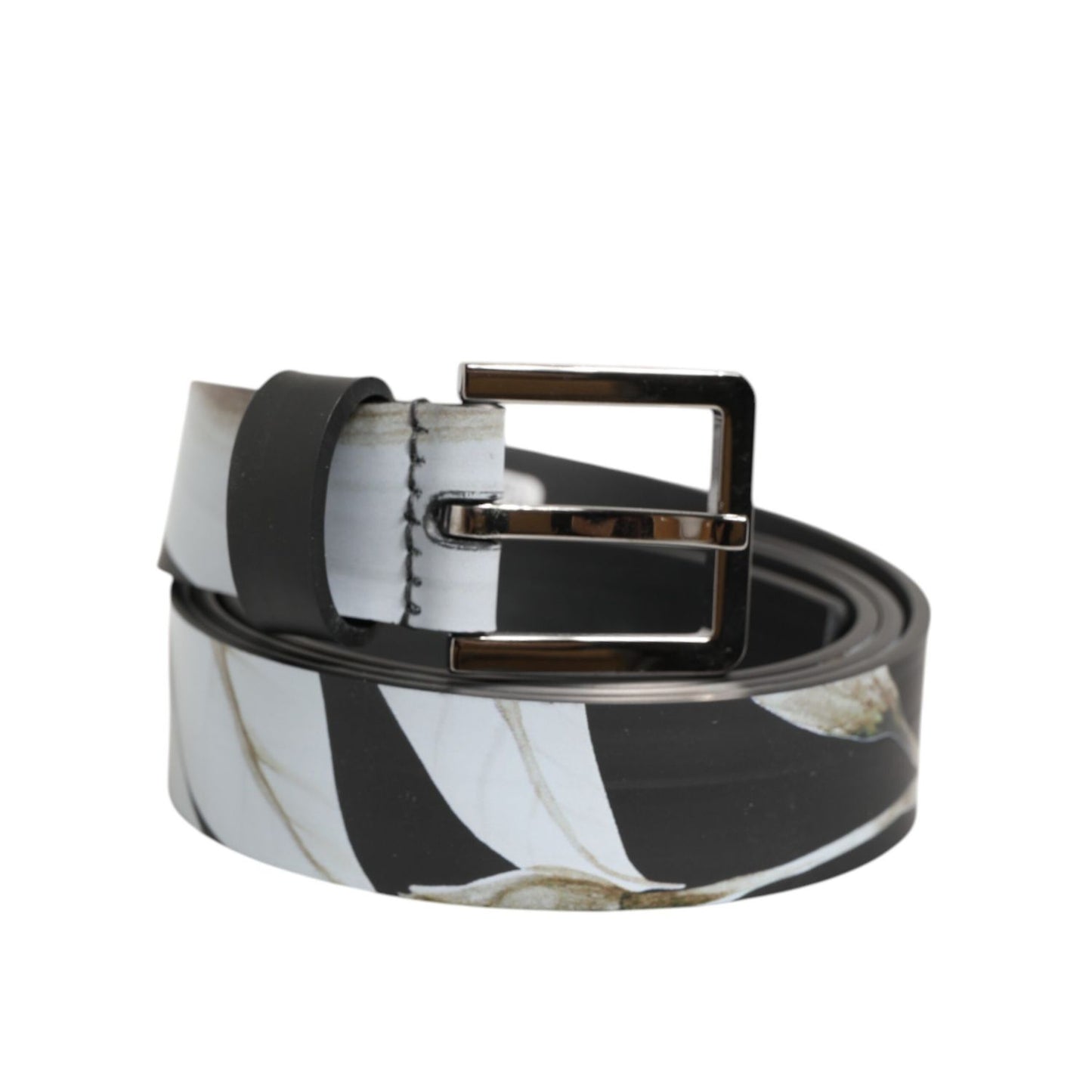 Dolce & Gabbana Multicolor PVC Floral Silver Buckle Men Belt