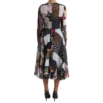 Dolce & Gabbana Multicolor Patchwork Floral Leopard Dress
