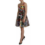 Dolce & Gabbana Multicolor Poplin Floral Mini Flared Dress