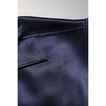 Dolce & Gabbana Navy Silk Long Sleeve Mandarin Collar Shirt