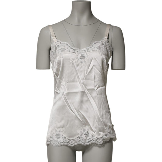 Dolce & Gabbana Off White Floral Lace Tank Lingerie Top Underwear