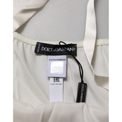 Dolce & Gabbana Off White Floral Lace Tank Lingerie Top Underwear