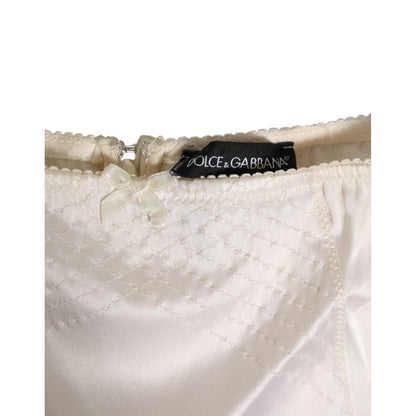 Dolce & Gabbana Off White Silk High Waist Girdle Panty Underwear
