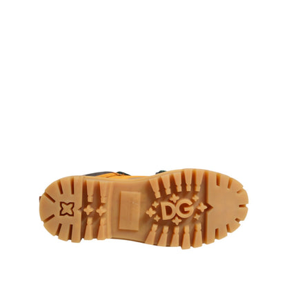 Dolce & Gabbana Orange Lace Up Trekking Ankle Boots Shoes