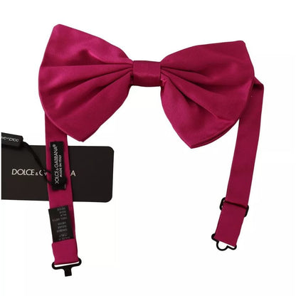 Dolce & Gabbana Pink 100% Silk Adjustable Neck Bow Tie Men